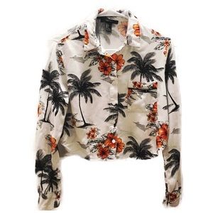 F21 Floral Crop Top Buttonup